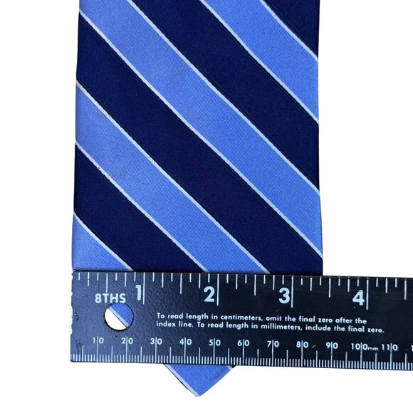 Nordstrom Mens Blue Satin Striped Tie Approx 58" Long Professional Business Form - Picture 7 of 7